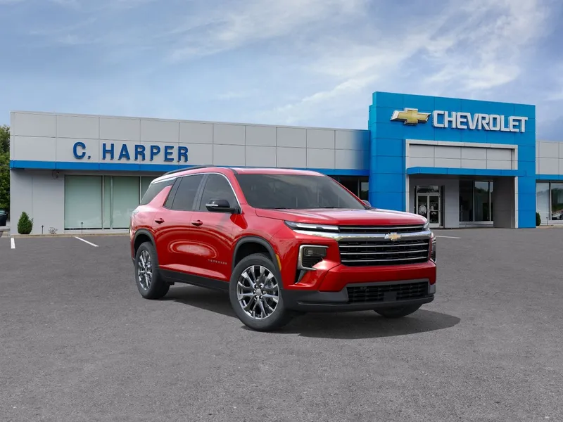 2026 Chevrolet Traverse LT in Radiant Red Tintcoat — front three-quarter view