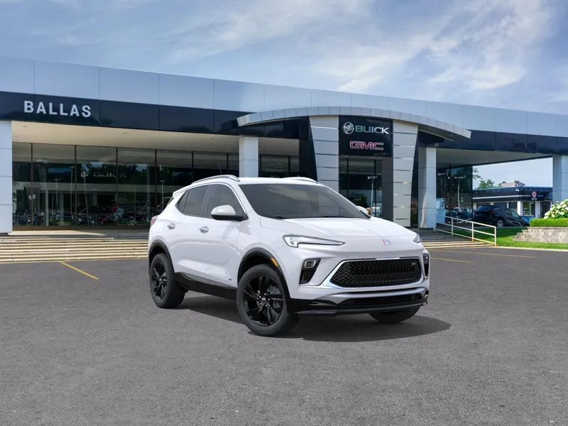 2026 Buick Encore GX Sport Touring in Summit White — front three-quarter view