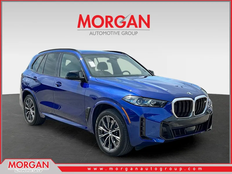 2026 BMW X5 M60i in Blue Metallic — front three-quarter view