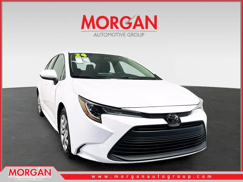 2024 Toyota Corolla LE in White — front three-quarter view