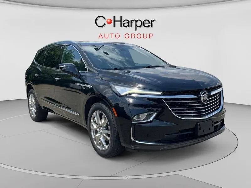 2023 Buick Enclave Essence in Ebony Twilight Metallic — front three-quarter view