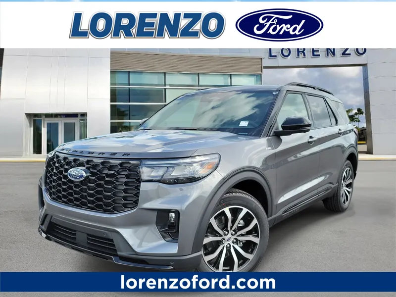 2026 Ford Explorer ST-Line in Carbonized Gray Metallic — front three-quarter view