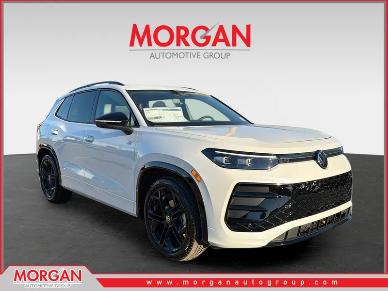 2026 Volkswagen Tiguan SE R-Line Black in White Pearl — front three-quarter view