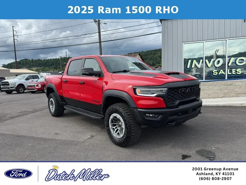 2025 RAM 1500 RHO in Red — front three-quarter view