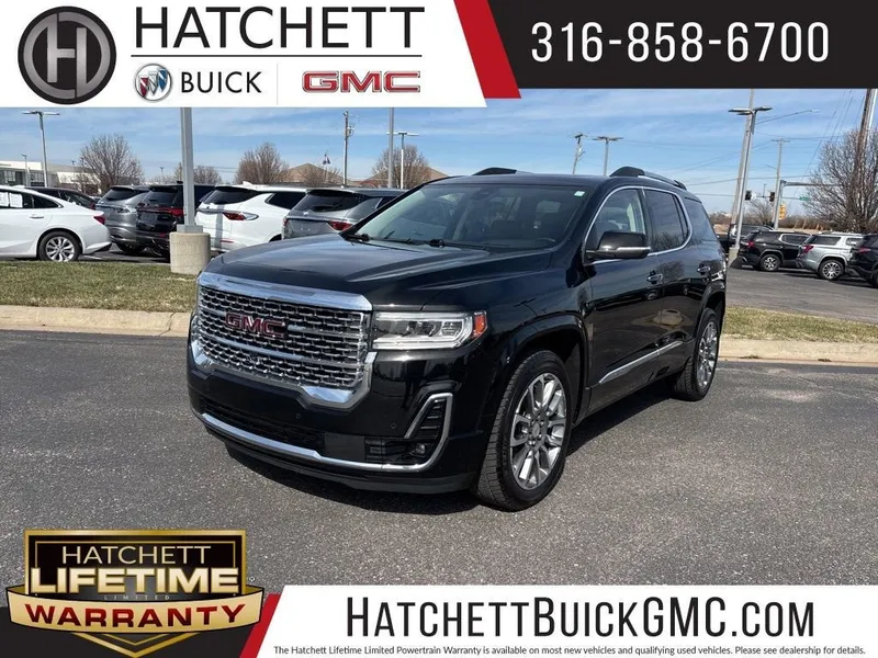2023 GMC Acadia Denali in Ebony Twilight Metallic — front three-quarter view