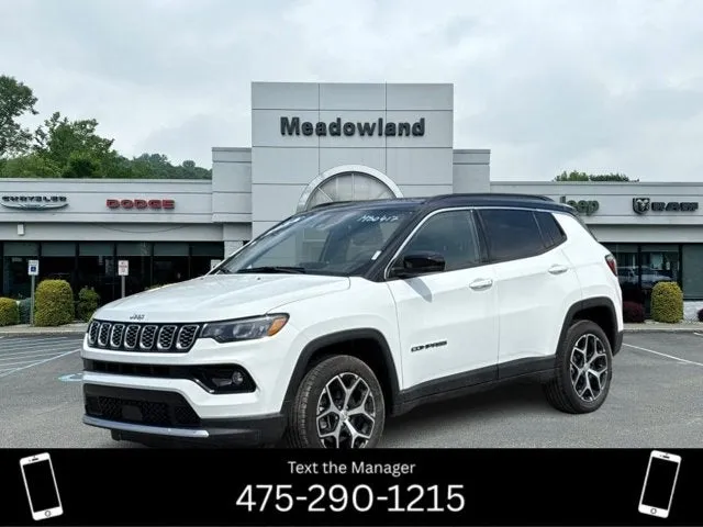 2024 Jeep Compass Limited in Bright White Clearcoat — front three-quarter view