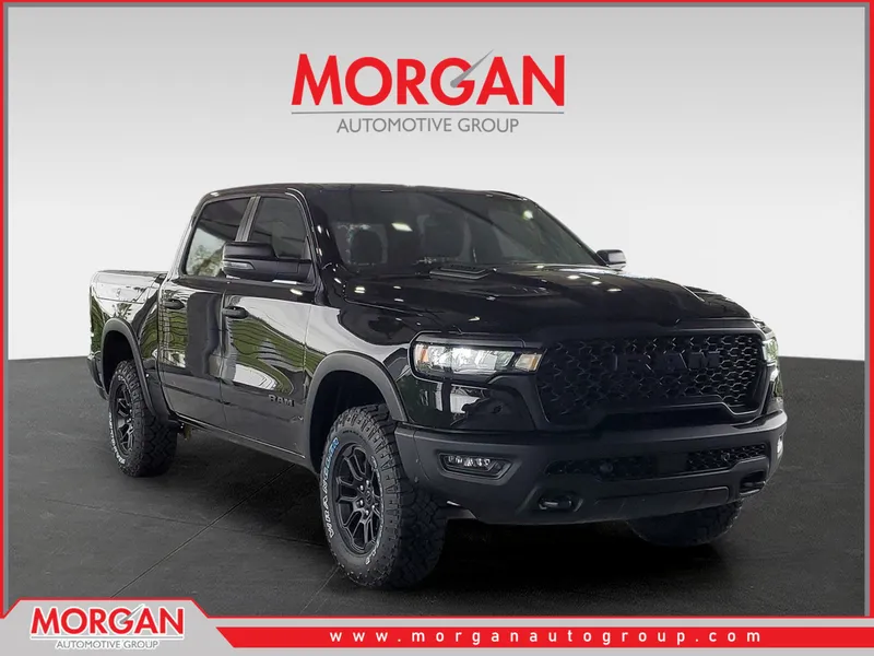 2026 Ram 1500 Rebel in Diamond Black Crystal Pearlcoat — front three-quarter view