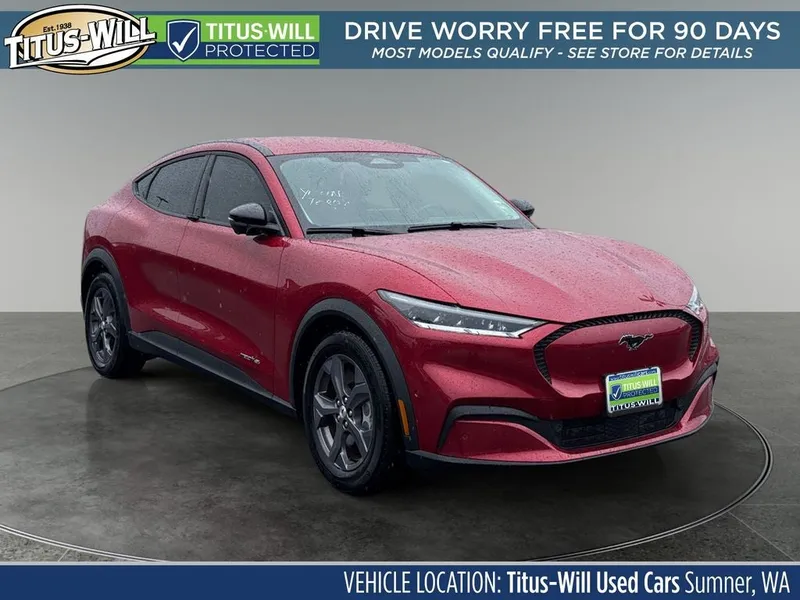 2023 Ford Mustang Mach-E Select in Red Metallic — front three-quarter view