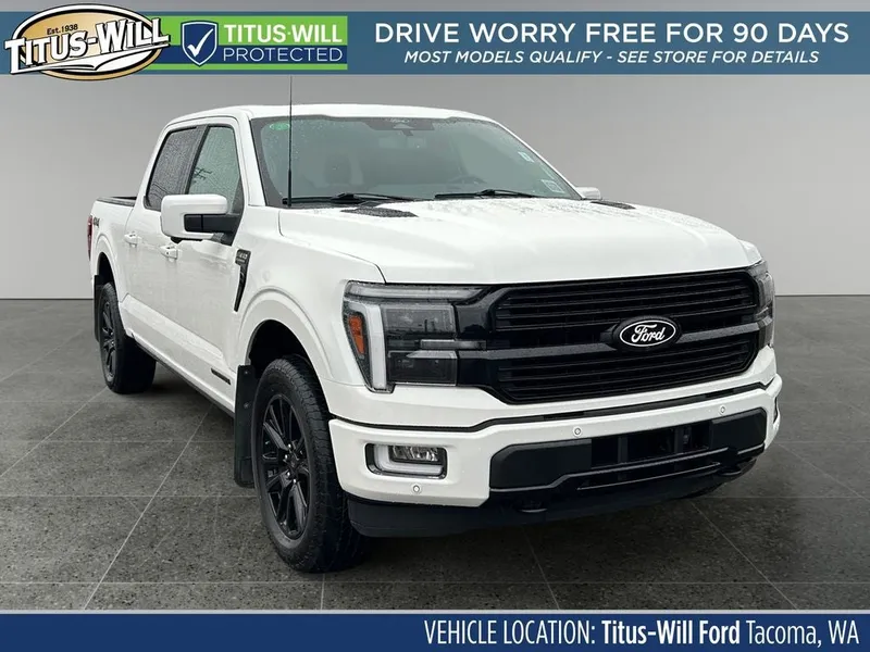 2025 Ford F-150 Platinum in White — front three-quarter view