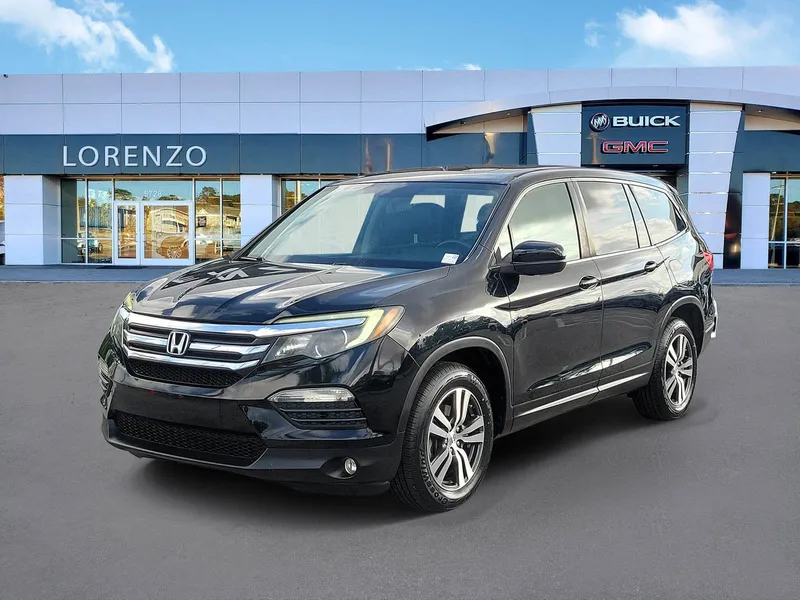 2018 Honda Pilot EX-L in Crystal Black Pearl — front three-quarter view