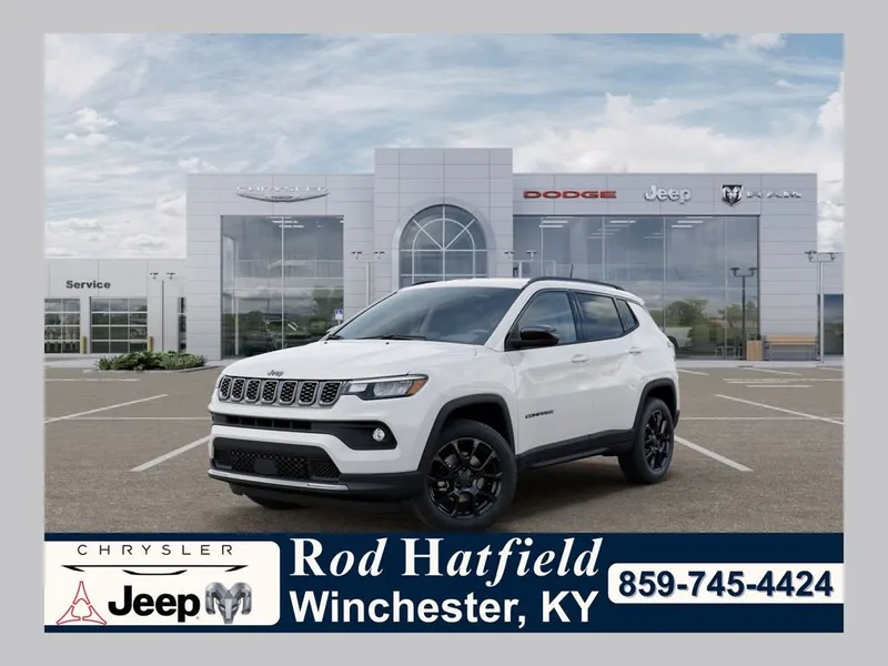 2026 Jeep Compass COMPASS LATITUDE ALTITUDE 4X4 in Bright White Clear-Coat Exterior Paint — front three-quarter view