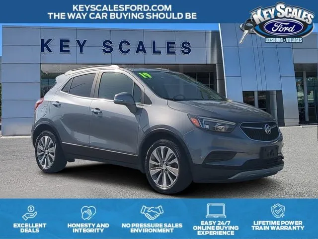 2019 Buick Encore Preferred in Satin Steel Gray Metallic — front three-quarter view