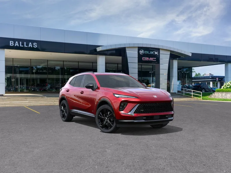 2026 Buick Envision Sport Touring in Brilliant Red — front three-quarter view