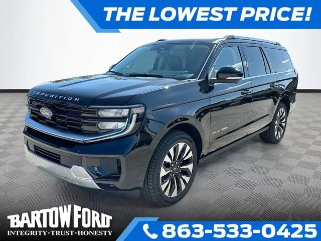 2026 Ford Expedition Max Platinum in Black Metallic — front three-quarter view