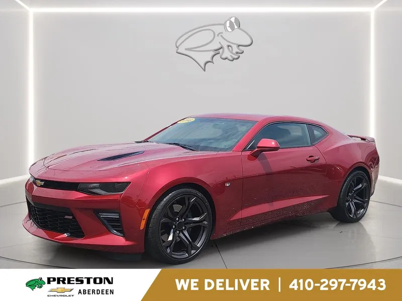 2016 Chevrolet Camaro 1SS in Garnet Red Tintcoat — front three-quarter view