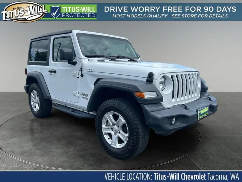 2018 Jeep Wrangler Sport S 4x4 in White — front three-quarter view