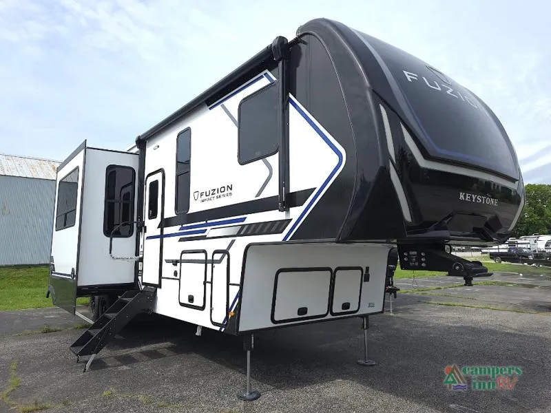 2026 Keystone RV Fuzion Impact Edition in WHITE — front three-quarter view