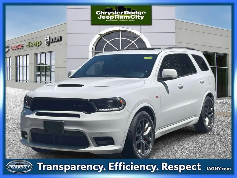 2019 Dodge Durango SRT AWD in White Knuckle Clearcoat — front three-quarter view