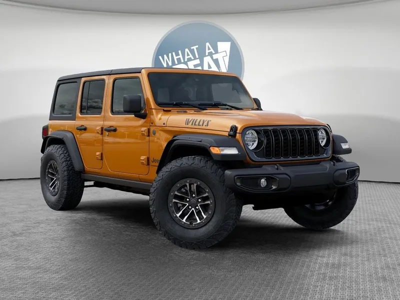 2026 Jeep Wrangler Willys in Goldilocks Exterior Paint — front three-quarter view