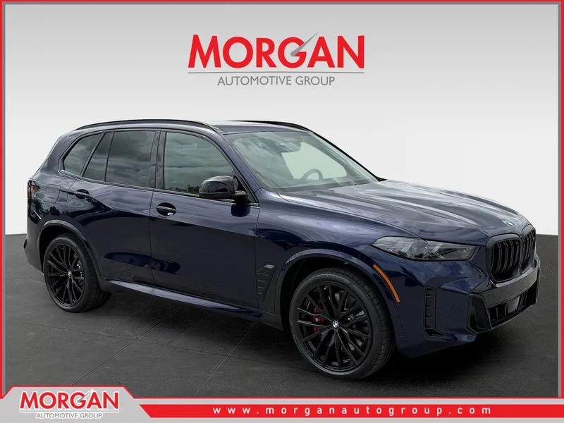 2026 BMW X5 M60i in Blue — front three-quarter view