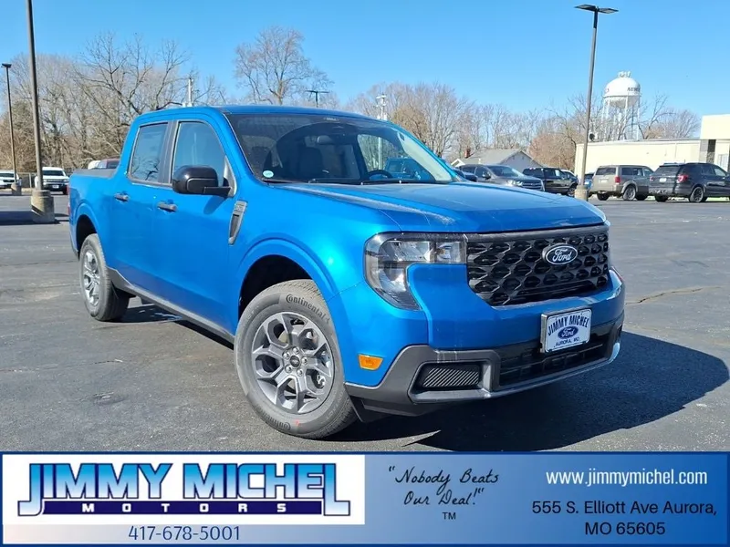 2026 Ford Maverick XLT in Velocity Blue — front three-quarter view