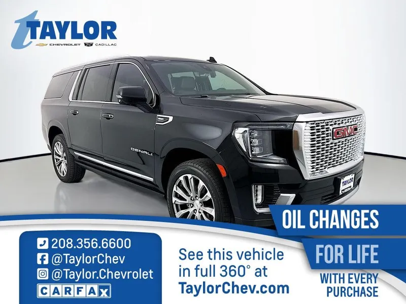 2021 GMC Yukon XL Denali in Onyx Black — front three-quarter view