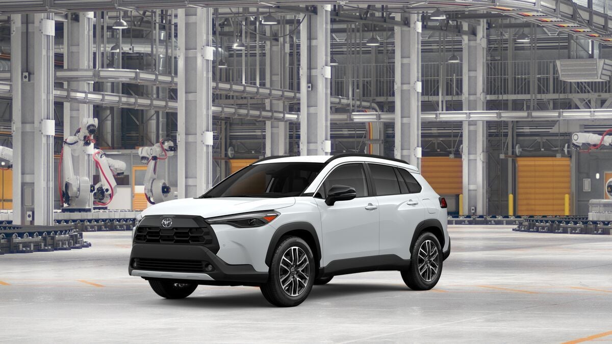 2026 Toyota Corolla Cross XLE in Wind Chill Pearl — front three-quarter view