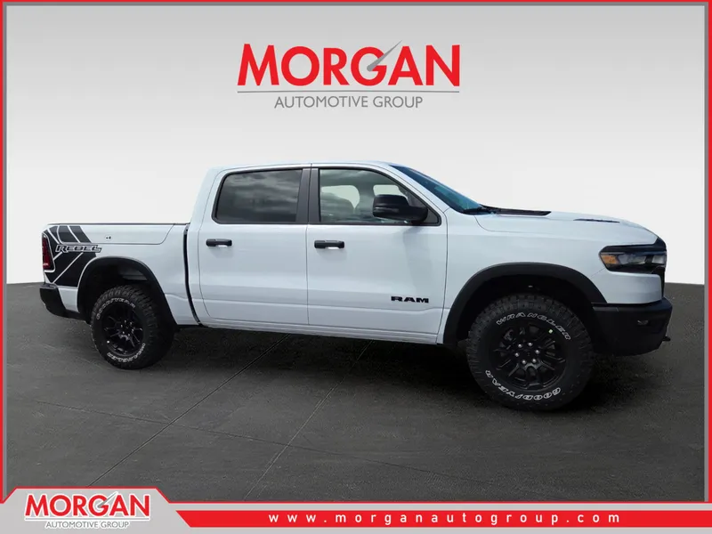2026 Ram 1500 Rebel in White — front three-quarter view