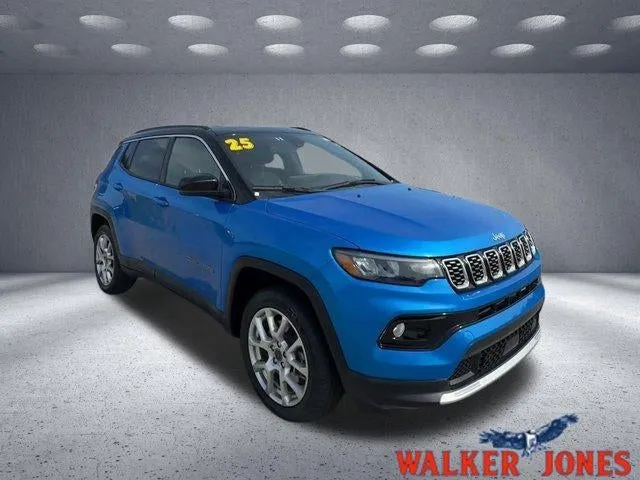 2025 Jeep Compass Limited in Blue — front three-quarter view