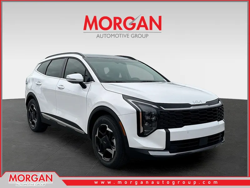 2026 Kia Sportage EX in Glacial White Pearl — front three-quarter view