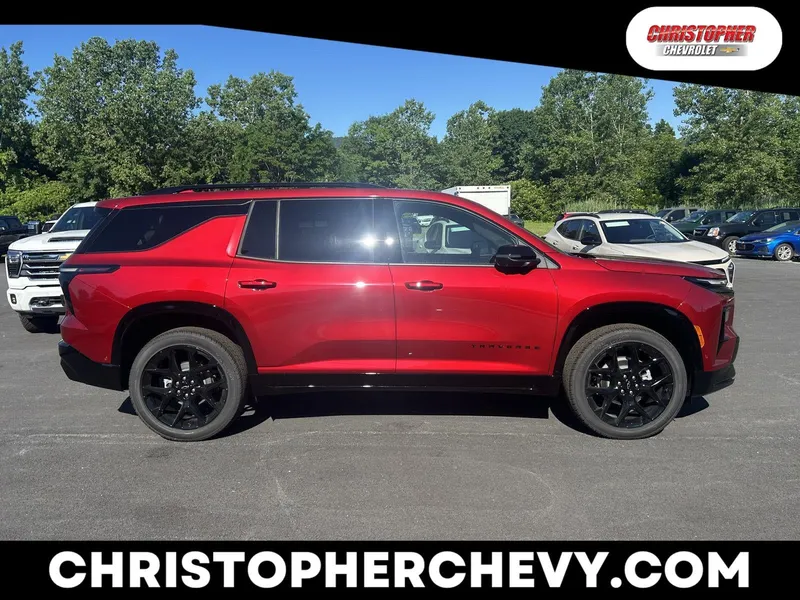 2026 Chevrolet Traverse RS in Radiant Red Tintcoat — front three-quarter view