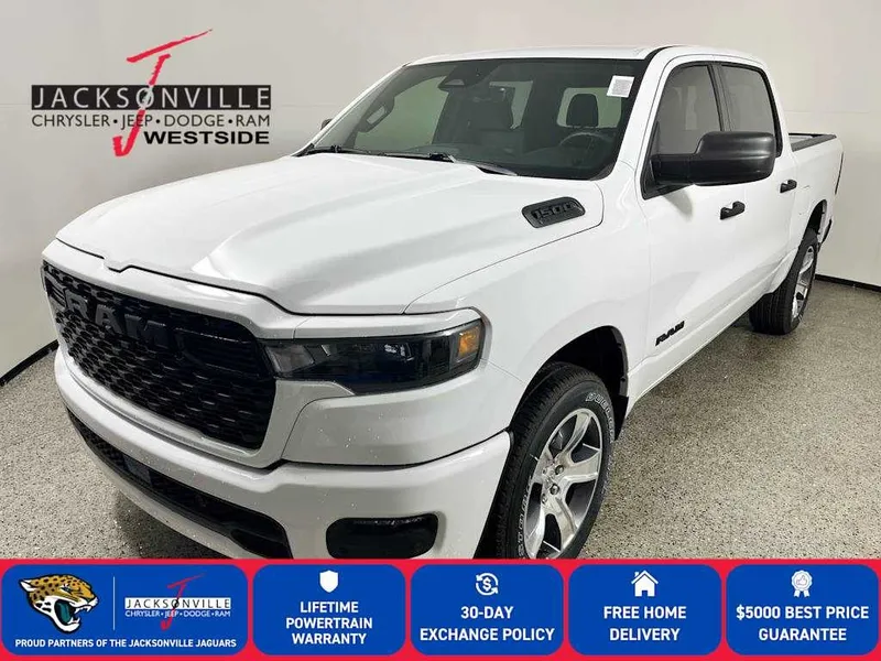 2026 RAM 1500 Express in Bright White Clear-Coat Exterior Paint — front three-quarter view