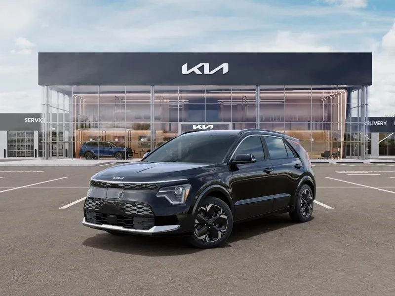 2026 Kia Niro EV Wind in Aurora Black Pearl — front three-quarter view