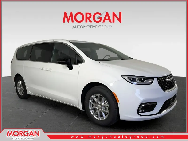 2026 Chrysler Pacifica Select in White — front three-quarter view