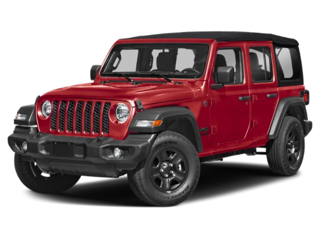 2026 Jeep Wrangler Rubicon X in Red — front three-quarter view