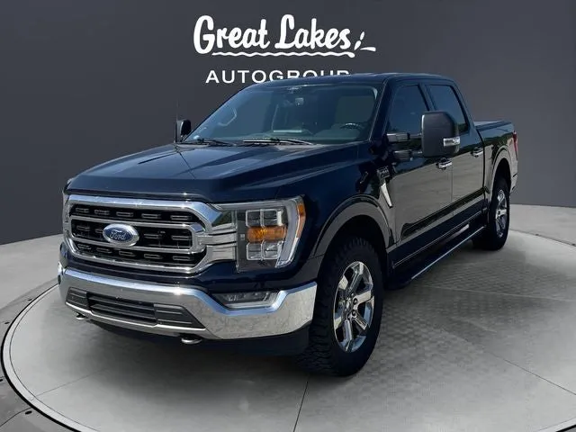2021 Ford F-150 XLT in Antimatter Blue Metallic — front three-quarter view