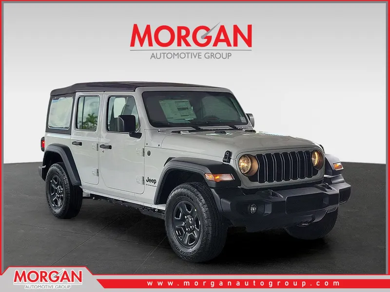 2026 Jeep Wrangler Sport in Bright White Clearcoat — front three-quarter view