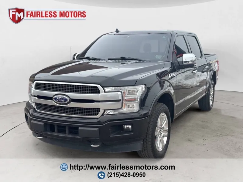 2019 Ford F-150 Platinum 4x4 4dr SuperCrew 5.5 ft. SB in Agate Black — front three-quarter view