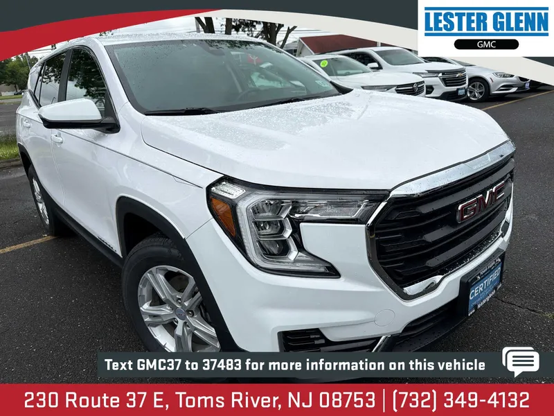 2022 GMC Terrain SLE in Summit White — front three-quarter view