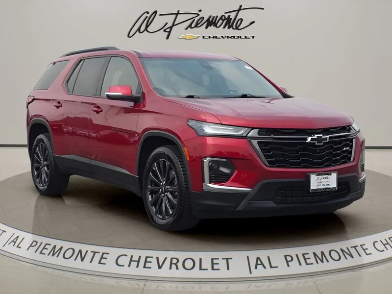 2023 Chevrolet Traverse RS in Radiant Red — front three-quarter view