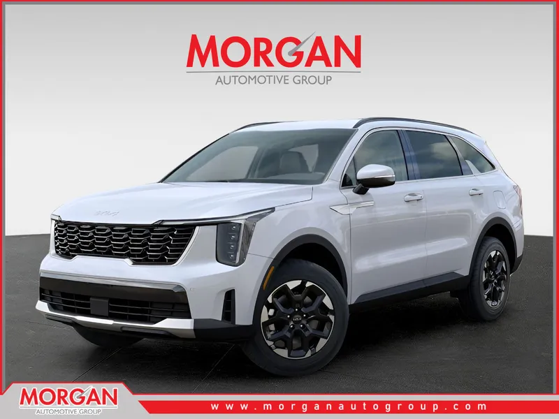 2026 Kia Sorento S in Glacial White Pearl — front three-quarter view