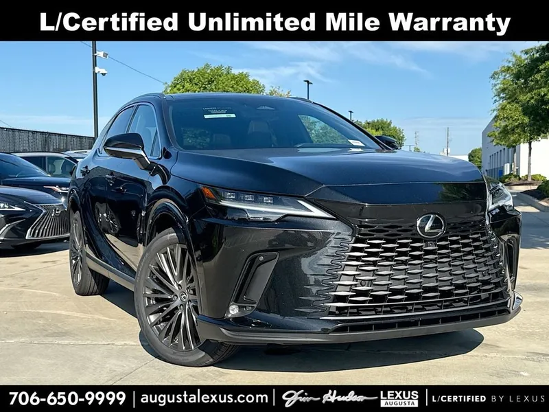 2023 Lexus RX 350 Luxury L/CERTIFIED in Caviar — front three-quarter view