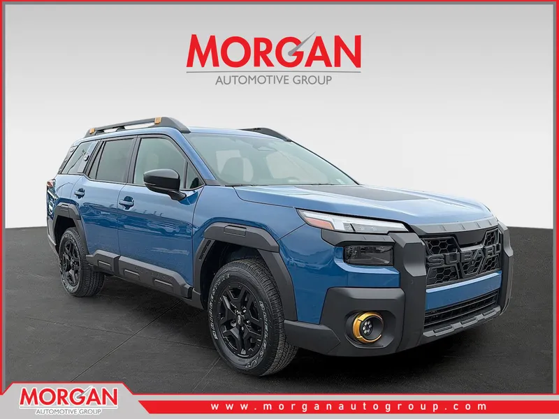 2026 Subaru Outback Wilderness in Geyser Blue — front three-quarter view