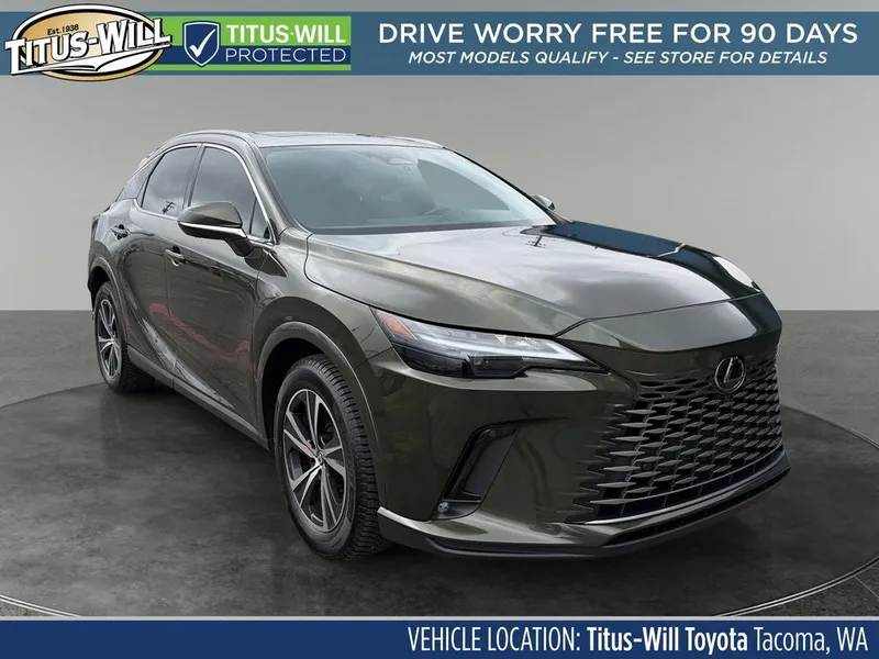 2023 Lexus RX 350 Premium Plus in Nori Green Pearl — front three-quarter view