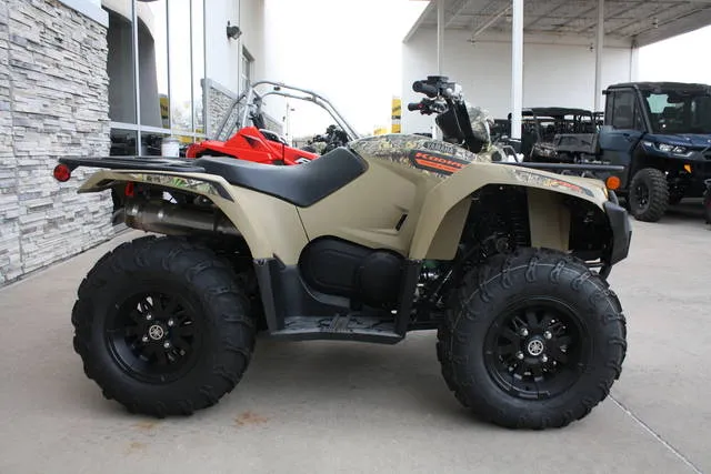 2025 Yamaha Kodiak 450 EPS Fall Beige w/ Realtree Edge — front three-quarter view