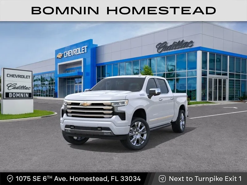 2026 Chevrolet Silverado 1500 High Country in Polar White Tricoat — front three-quarter view
