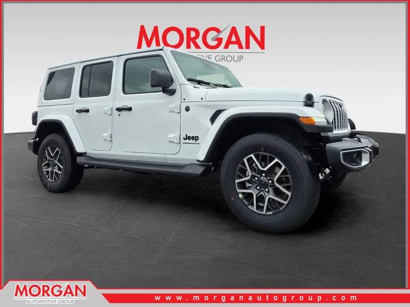 2026 Jeep Wrangler Sahara in White/off-white — front three-quarter view