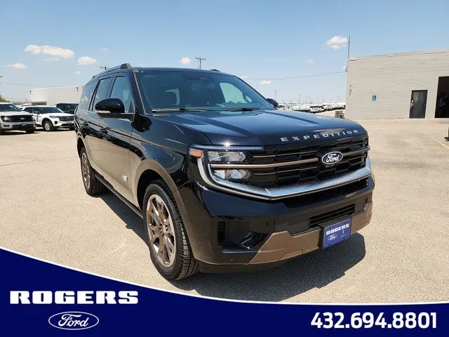 2027 Ford Expedition King Ranch in Black Metallic — front three-quarter view