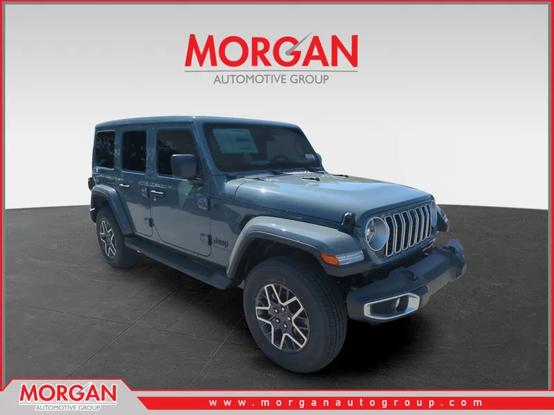 2026 Jeep Wrangler Sahara in Gray — front three-quarter view