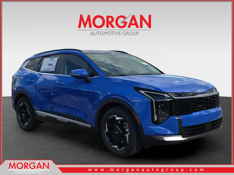 2026 Kia Sportage EX in Nebular Blue — front three-quarter view